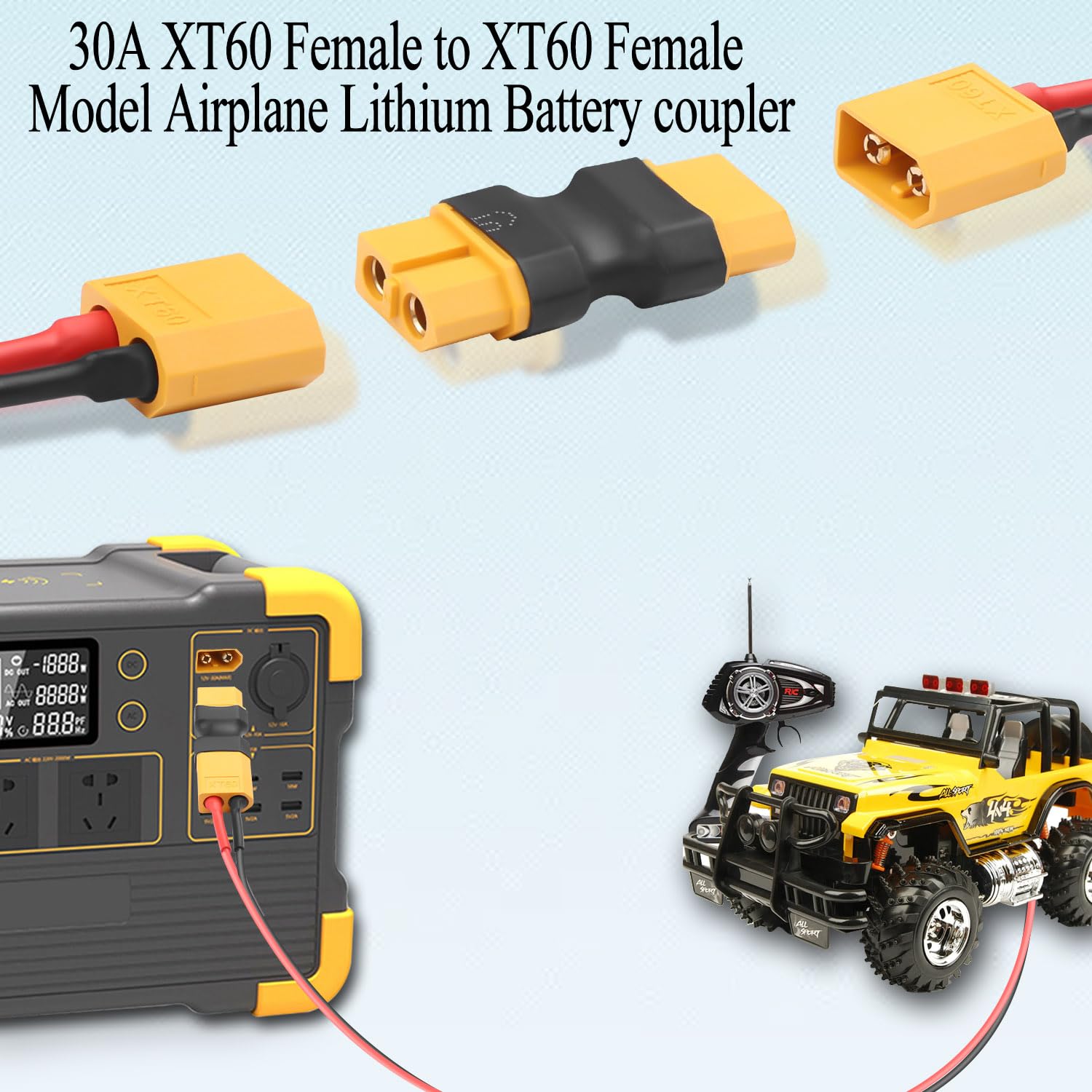 2x XT60 Paralleladapter – 1 Männlich Auf 2 Weiblich, Für RC Lipo-Batterien, Verlötungsfrei