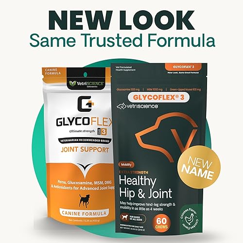 Vista 2 de VetriScience Extra Strength Healthy Hip & Joint Chews, GlycoFlex Glucosamine & Green-Lipped Mussel Support Supplement for Dogs, Promote Mobility &