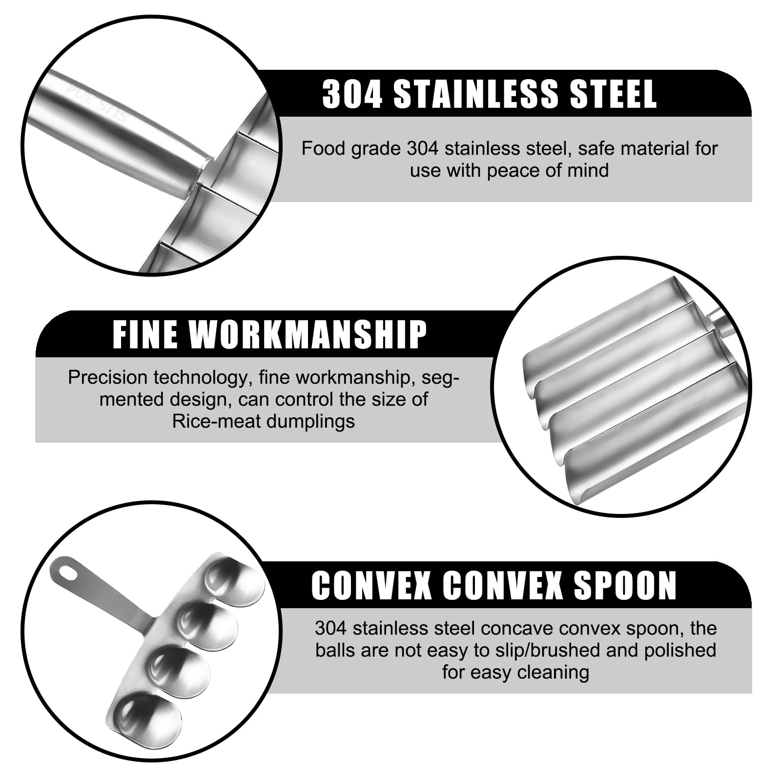 Stampo Polpette In Acciaio Inox - 4 Forme Con Pala - Per Carne, Pesce E Verdure - Foto 3