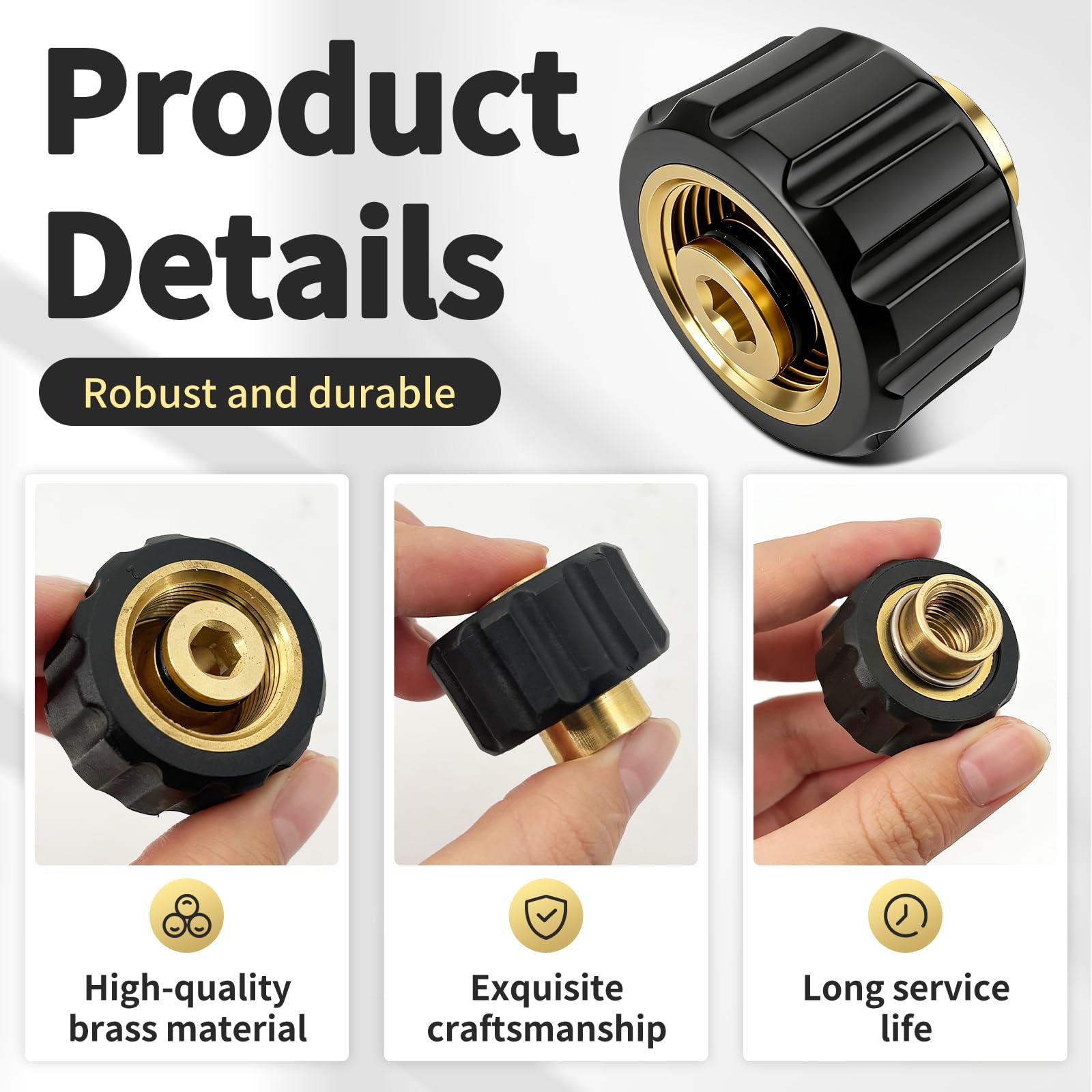 Adattatore per idropulitrice Kärcher M22 x 1,5 su 1/4" – Adattatore filettatura interna M22 x 1,5 su 1/4" per idropulitrice ad alta pressione, adatto per Kärcher, Kränzle, Nilfisk, robusto e durevole