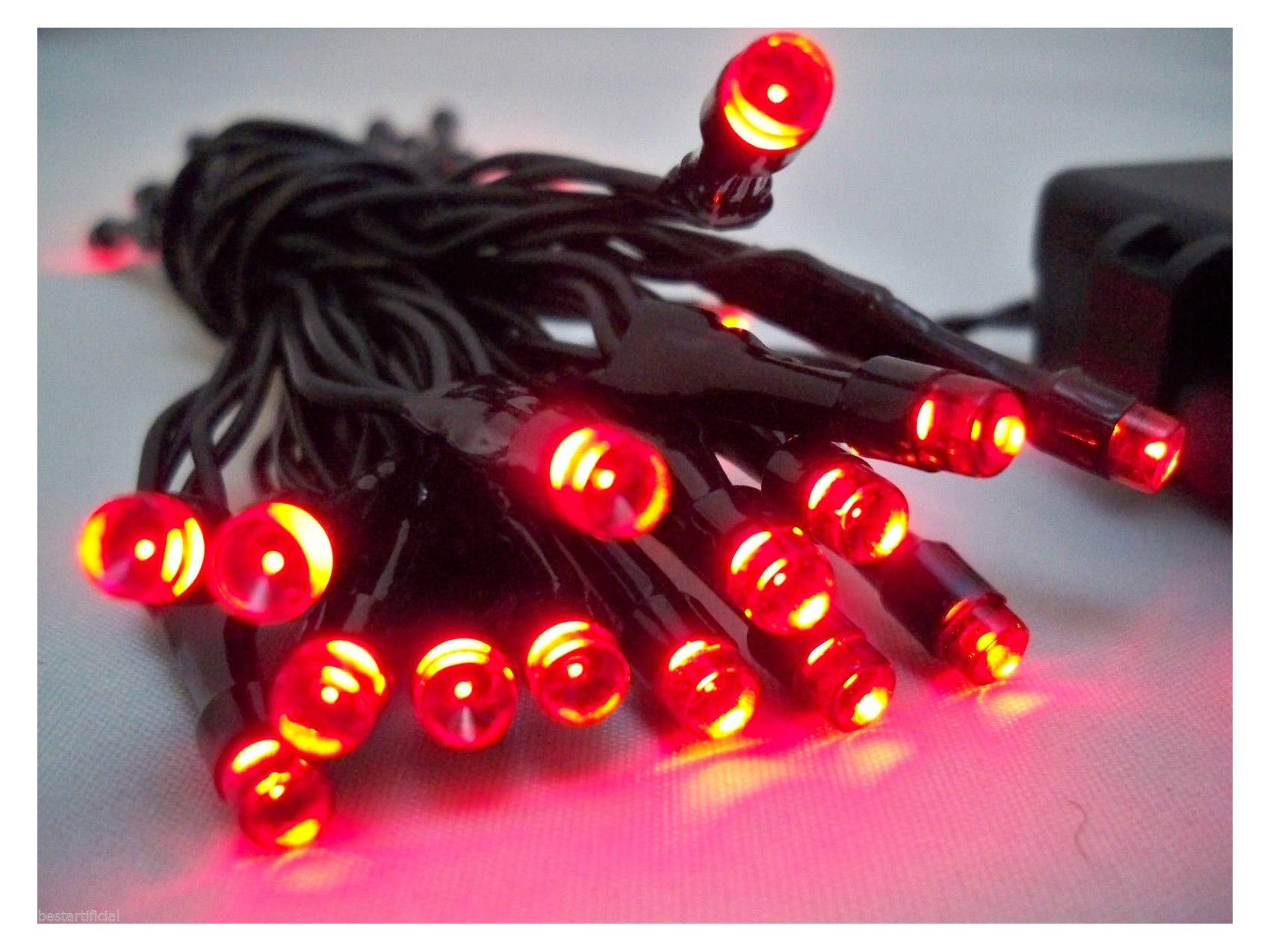 Best Artificial Red With Black Cable 40 Led Indoor Battery String Lights 4M Length Party Fairy Christmas (Red With Black Cable)