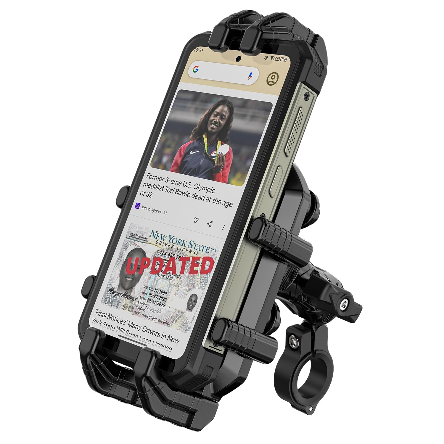 Ulefone Armor Mount Pro, Universal-Lenkertelefonhalterung, kompatibel mit Fahrrad und Motorrad, Schwarz