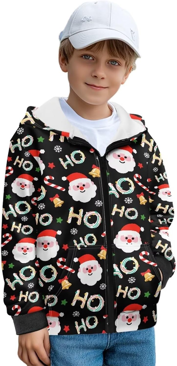 Girls Boys Fleece Zip Up Long Sleeve Hoodies Jacket Childs Fashion Casual Sweatshirts Hoodies Jacket for Students