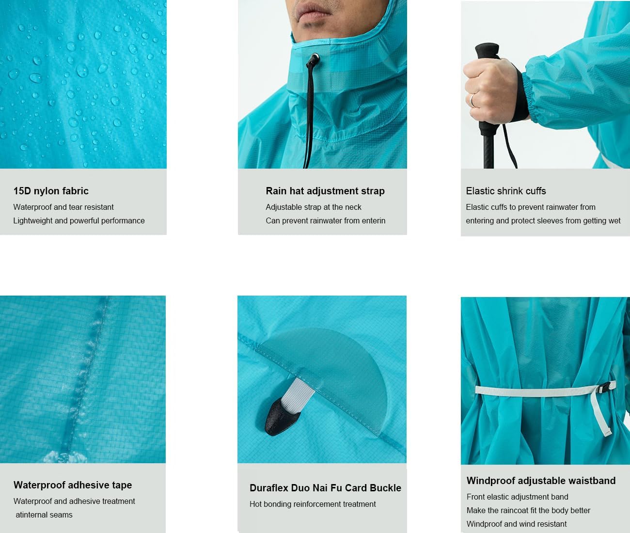 3FULGEAR Poncho de pluie 3F en nylon 15D léger, coupe-vent, résistant à la neige, imperméable pour la randonnée, l'alpinisme, le camping