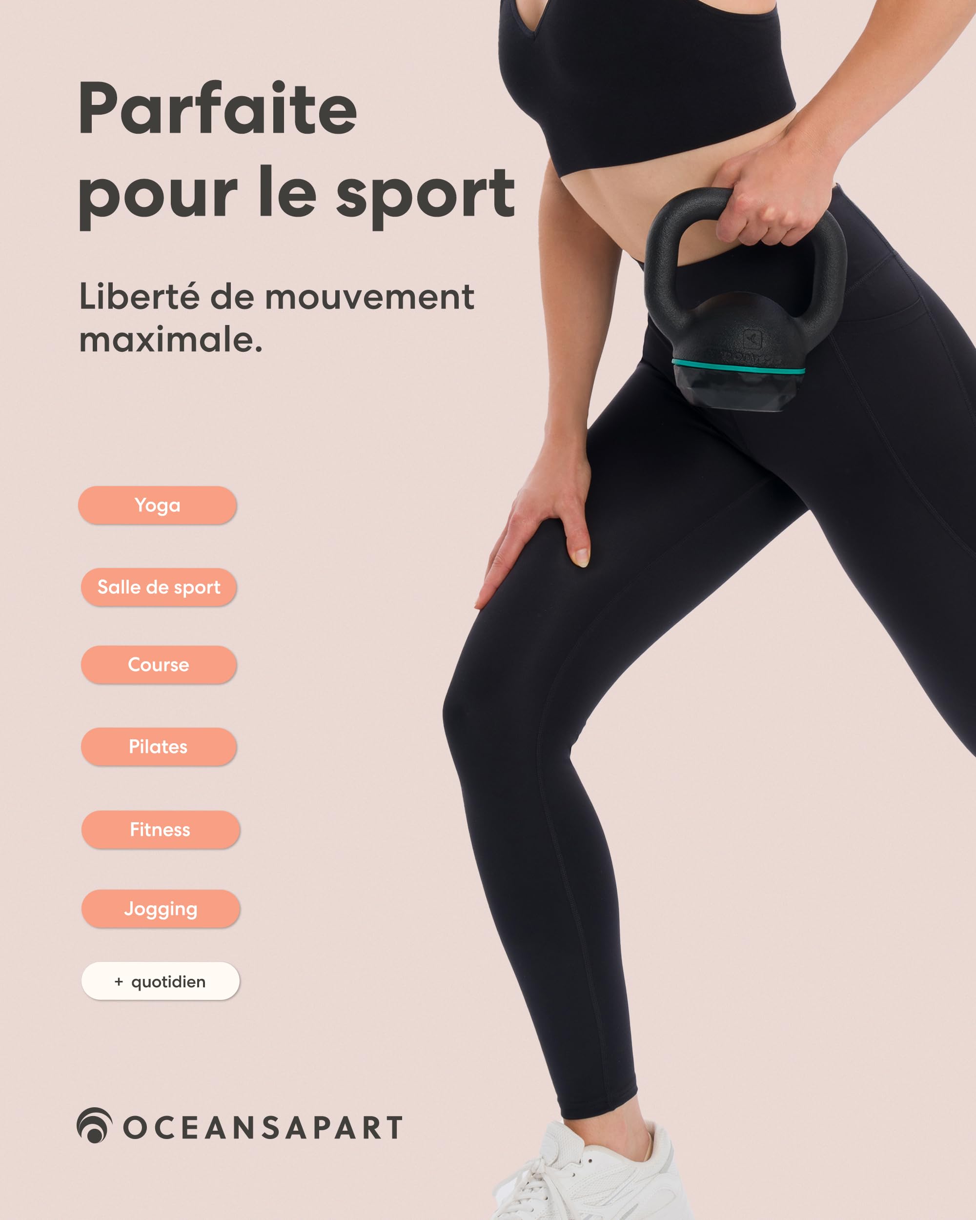 Oceansapart Soho Legging de Sport Femme avec Poches Latérales Taille Haute pour Running, Yoga et Salle - Legging Sport Femme Respirant en Tissu Technique Gainant Taille XS-XXL