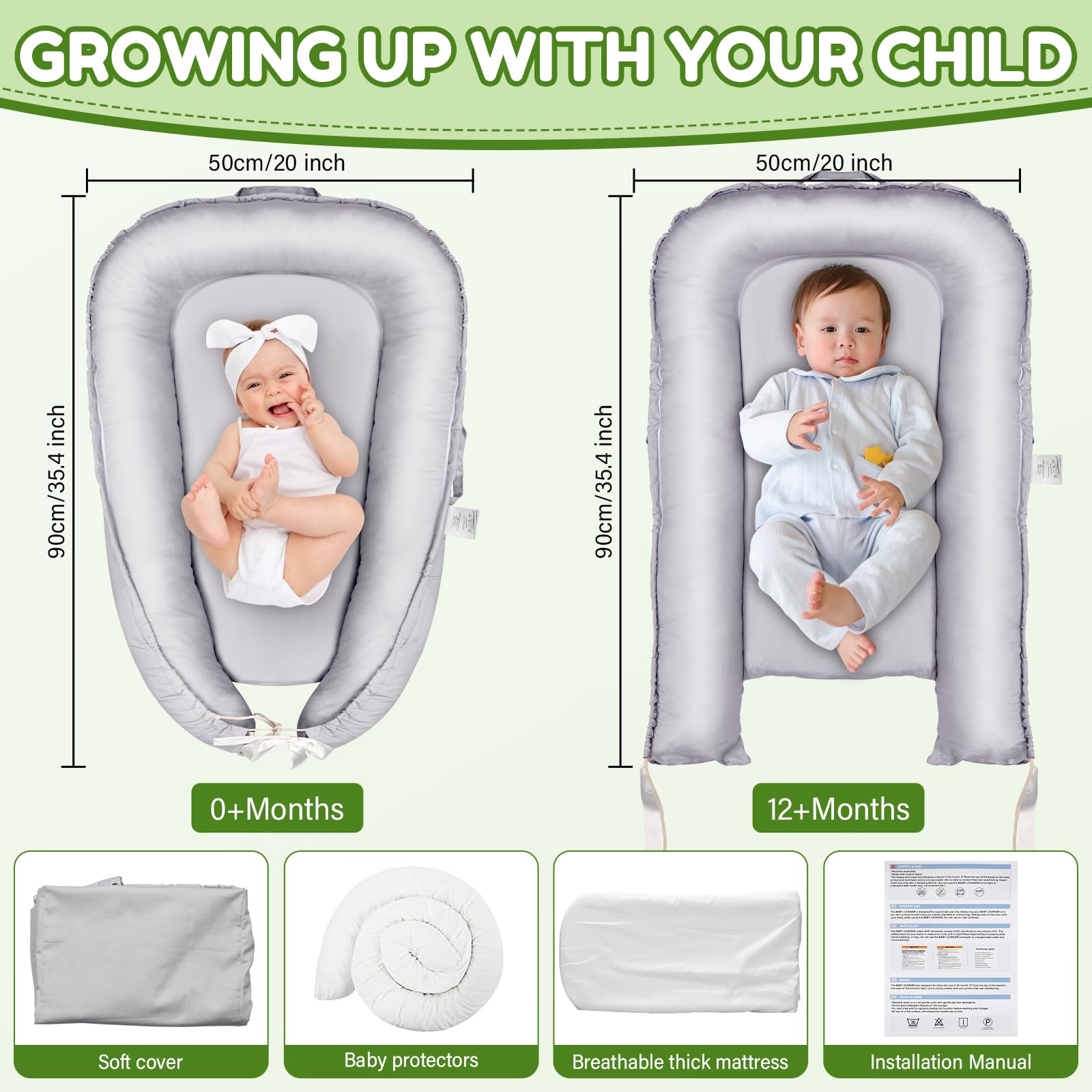 Reducteur de lit Bébé,Nid d'ange Bebe Couffin de Voyage Portable Coton Baby Nest Cocoon Lit pour Garçons et Filles Nouveau Cocoonababy