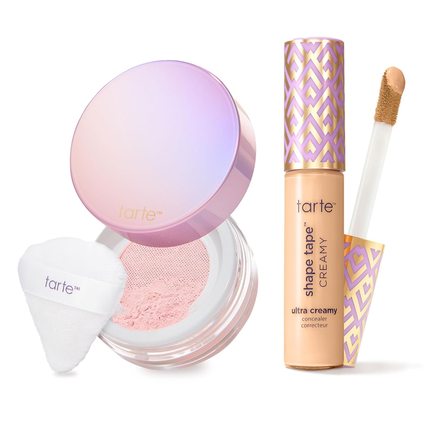 tarte shape tape creamy concealer and creaseless setting powder