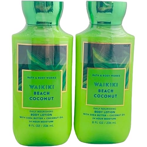 Bath & Body Works Bath and Body Works Waikiki Beach Coconut Super Smooth Lotion Sets Gift For Women 8 Oz -2 Pack (Waikiki Coconut) 16 Fl Oz