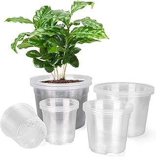 10/8/6/5 Inch Large Clear Nursery Pots with Drainage Holes, 16 Pack Gallon Clear Plastic