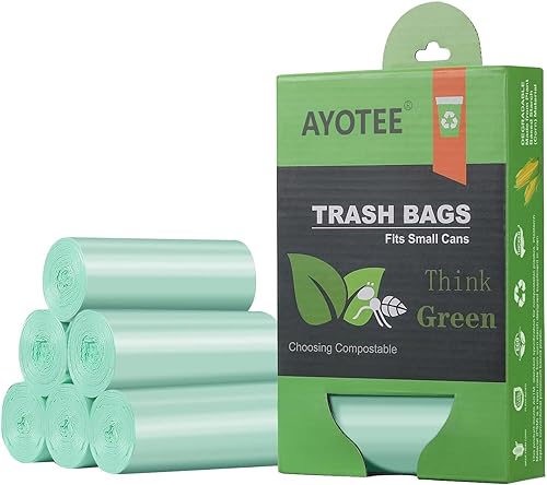 Miniatura 10 de Bolsas de basura biodegradables de 8 galones, bolsas de basura AYOTEE de 8 galones, bolsa de basura mediana compostable, bolsa a prueba de fugas sin