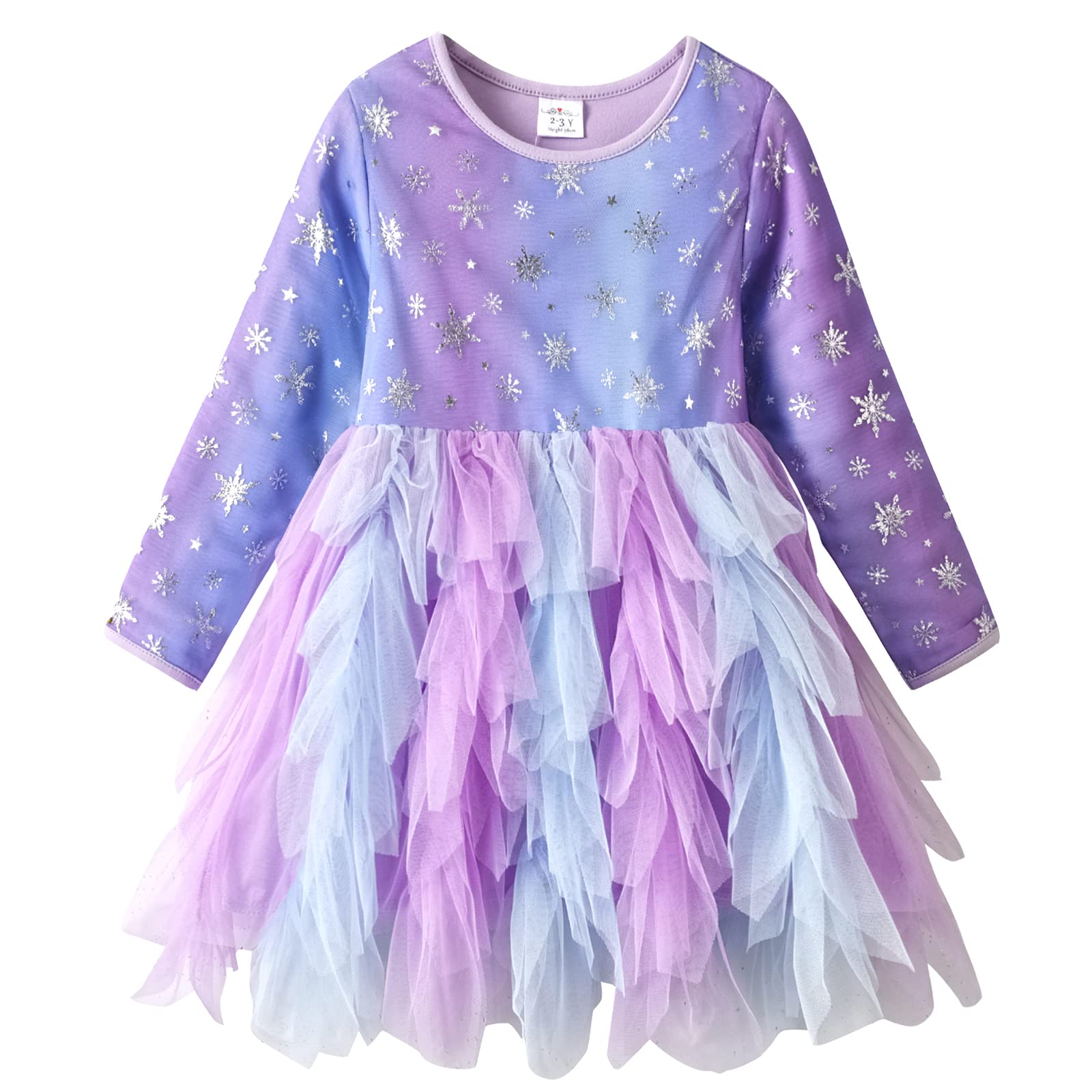 VIKITA Vestidos de invierno de manga larga para niñas pequeñas, vestidos de tul para fiestas de 2 a 12 años