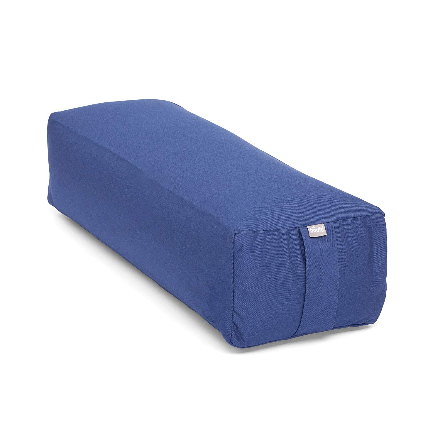 Bodhi Yoga Salamba Bolster Eco | Funda lavable de algodón 100% orgánico | Rollo de yoga rectangular con relleno de espelta orgánica | Cojín de yoga grande | Tamaño 63 x 26 x 20 cm (azul oscuro)
