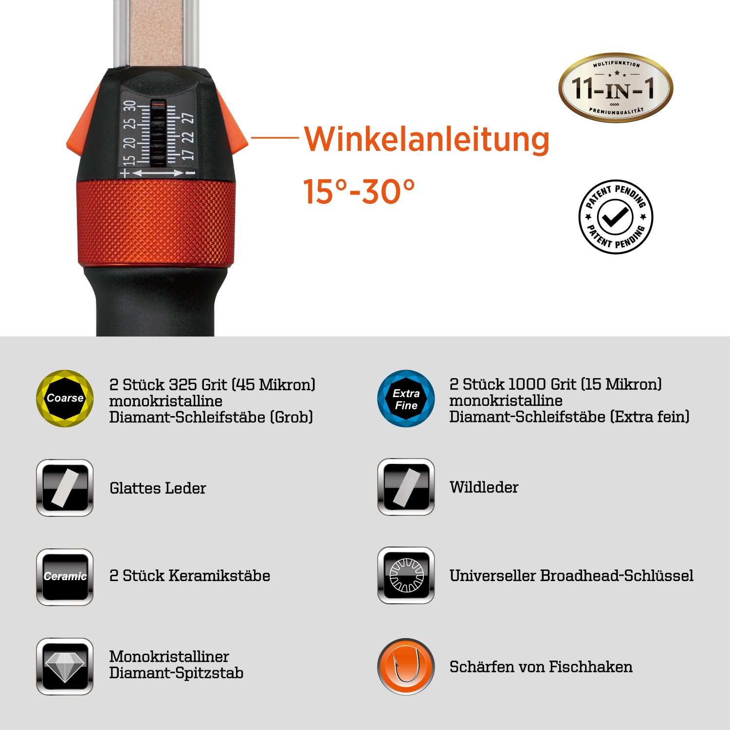 SHARPAL 210N TRANSFOROD 11-in-1 Verstellbarer Winkel Geführter Messerschärfer - Messerschleifer mit Schleifmitteln aus monokristallinem Diamant, Keramik und Leder für professionelles Messerschärfen