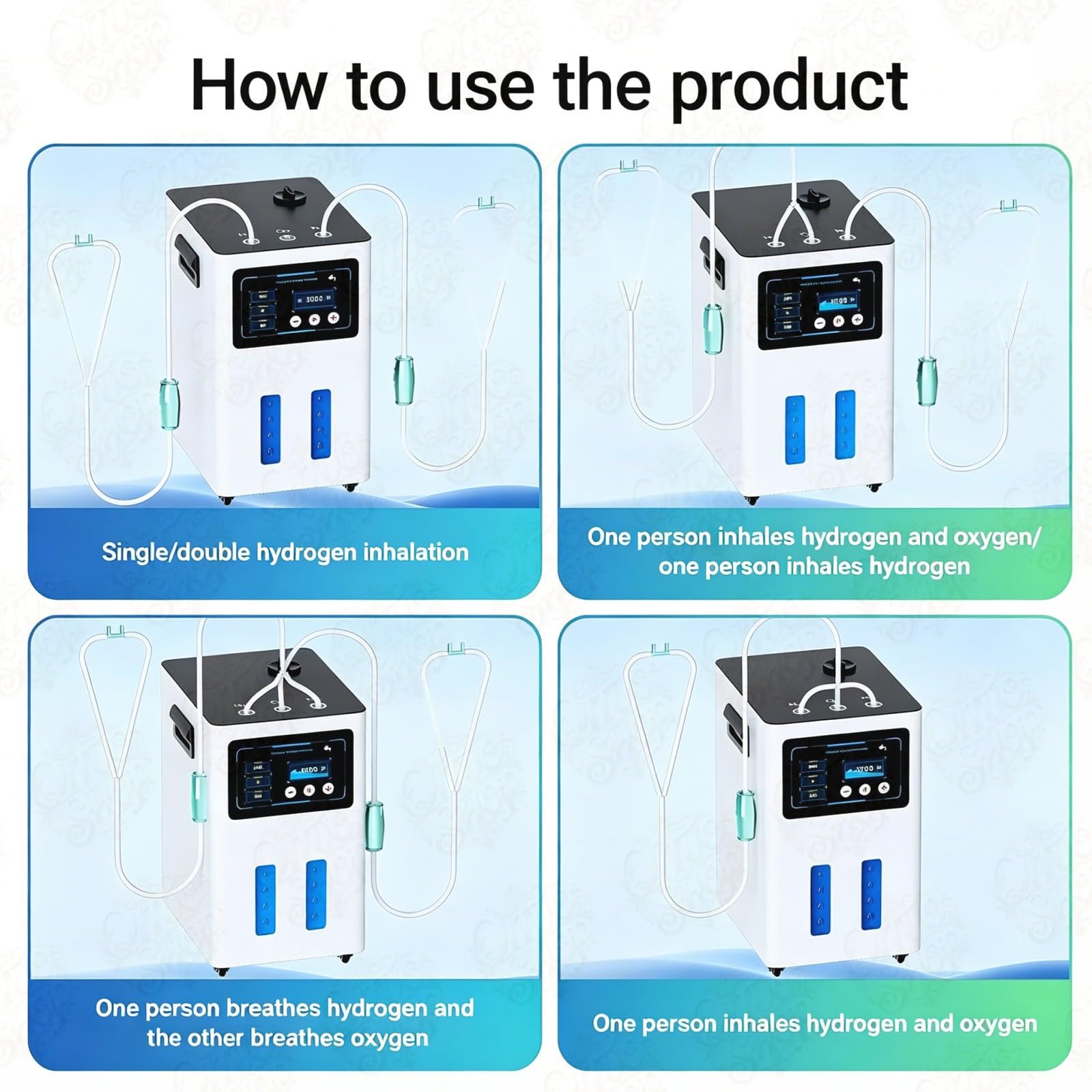 Generador de Hidrógeno Puro al 99.99%, Inhalador H2 Ultra Silencioso ((3000ml/min)