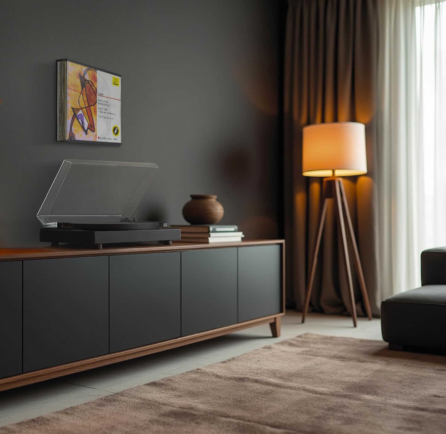 Dynavox Schallplatten-Wandhalterung LP20, Vinyl-Wandhalter aus Stahl, Aufbewahrungs-Rahmen für bis zu 20 12" LP's, schwarz