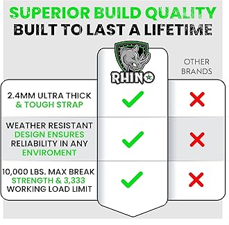 Rhino USA Boat Winch Strap with Hook (2" x 20') - 10,000lb Break Strength - Ultimate Replacement Boat Trailer Winch Straps with Safety Hook - Compatible with Pontoon, Jet Ski, Fishing Boat & More!