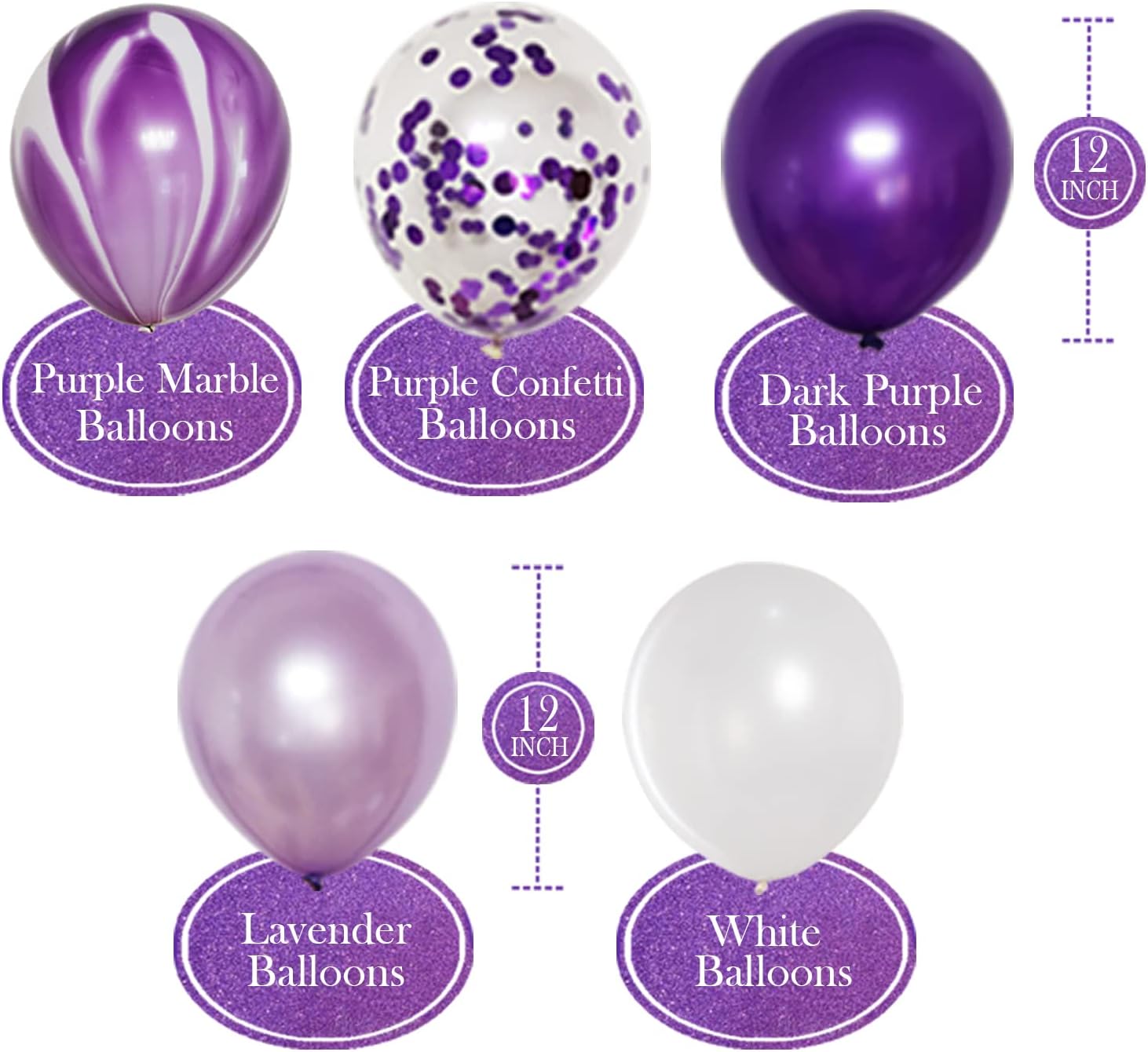 Purple and White Party Decorations Kit with Foil Curtain and Balloons