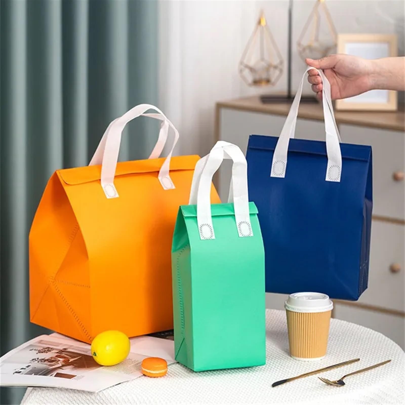 Bolsa IsotéRmica Para Comida 10 bolsas de tela no tejidas, bolsas de tela aislantes portátiles for alimentos, pasteles, bebidas, bolsas reutilizables for mantener el calor y el frío Termica Porta Alim