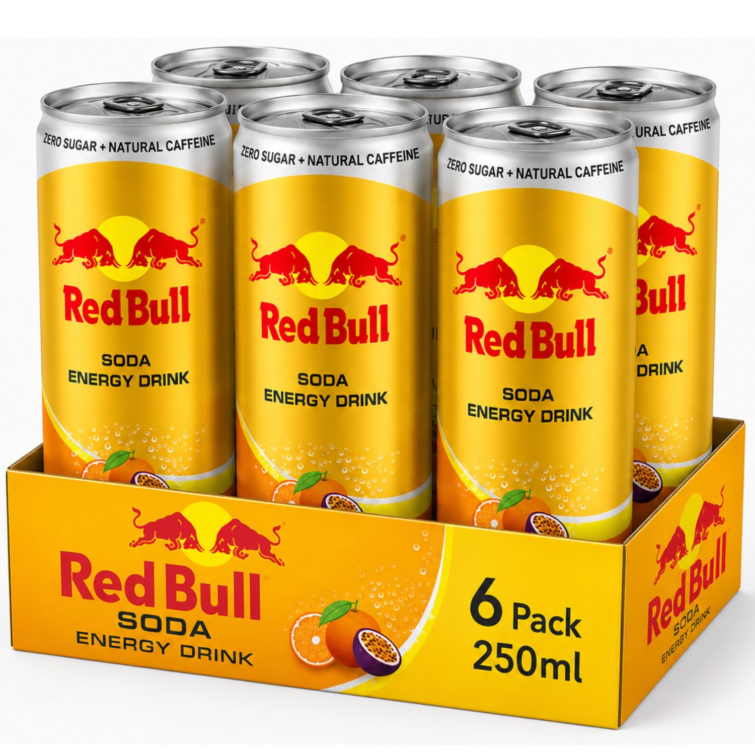 RED BULL - Zero Sugar Orange Passion Fruit Soda Energy Drink (6 x 250ml) By COUGAR | Sparkling Citrus Tropical Energy Beverage with Natural Caffeine | Refreshing Functional Drink for Active Lifestyles – (Imported-THAILAND)-image-9