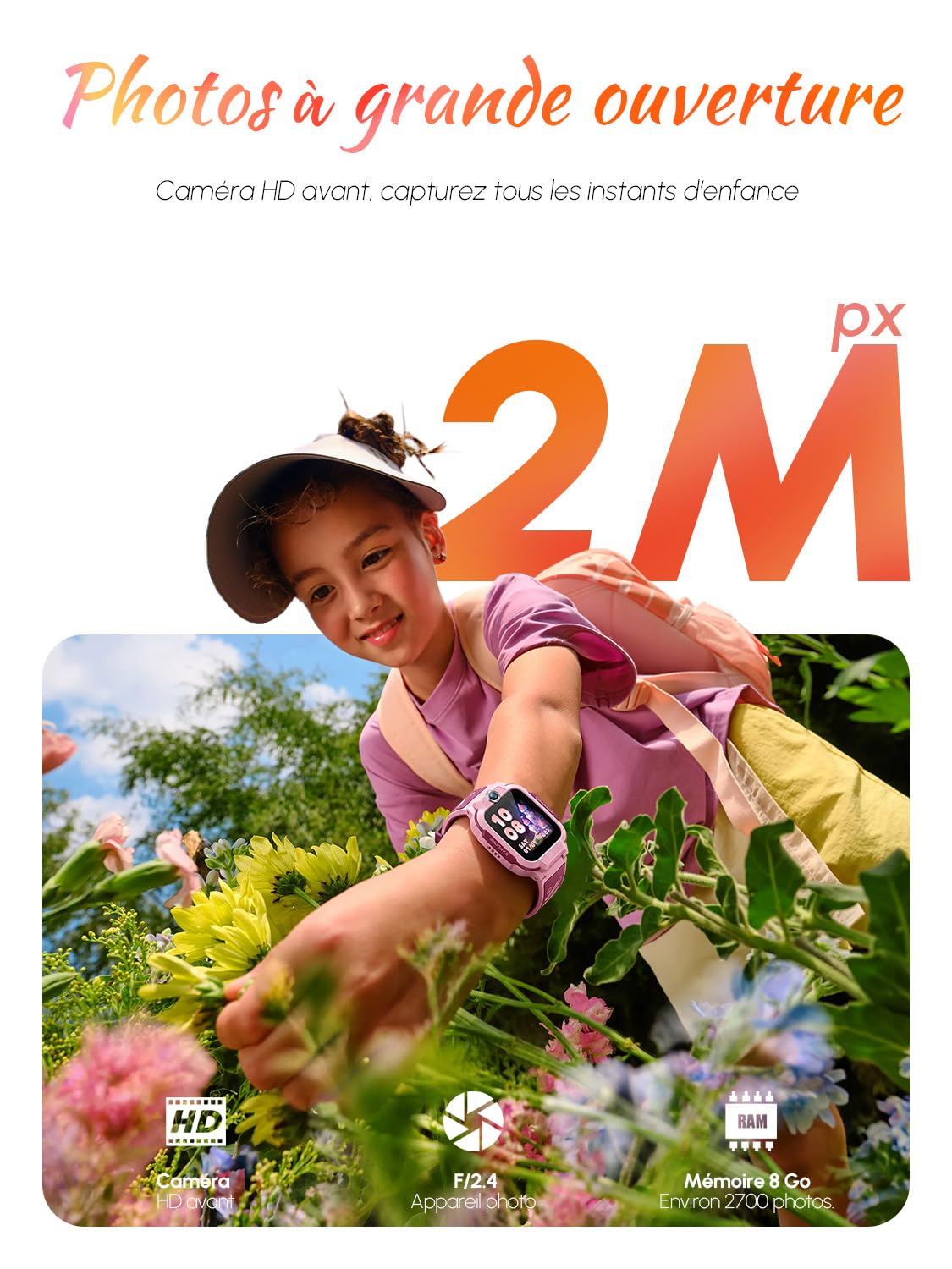 imoo Z3 Rose Montre Connectée Enfant 4G avec Carte SIM : Traceur GPS Enfant Précis, Appels Vidéo HD, SOS, Étanche IP68 et Mode Classe - Smartwatch Enfant Fille Garçon
