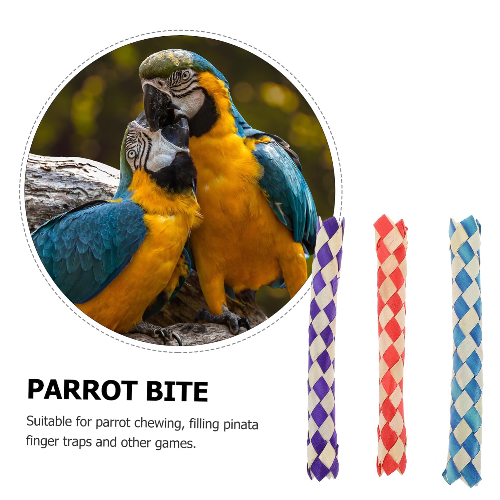 Jouet Tube Tressé pour Perroquet à Mâcher, Lot de 24 en Bambou