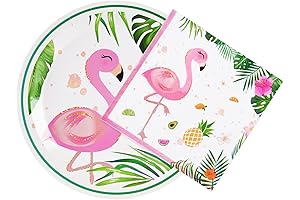 Savannah Fiesta: Pink Flamingo Party Supplies Disposable Dinnerware Set for Hawaiian Luau...