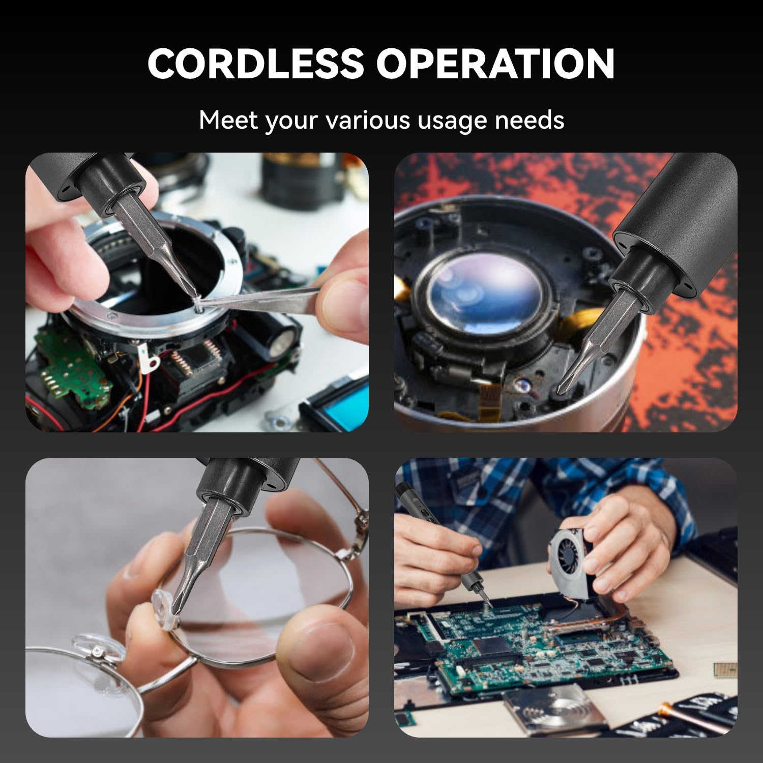 ONEVAN Jeu de tournevis électriques 138 en 1 - Tournevis de précision magnétique - Micro visseuse électrique avec lumière LED - Avant/arrière - Mini kit d'outils pour lunettes, montre, ordinateur