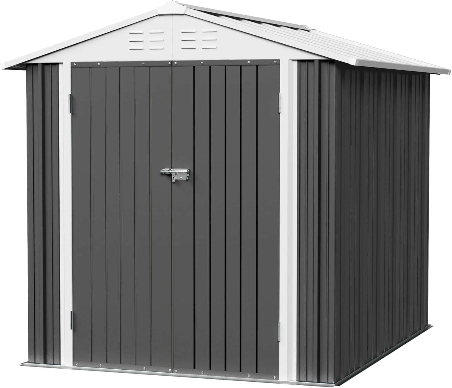 Gray 6' x 8' Metal Outdoor Storage Shed with Lockable Door