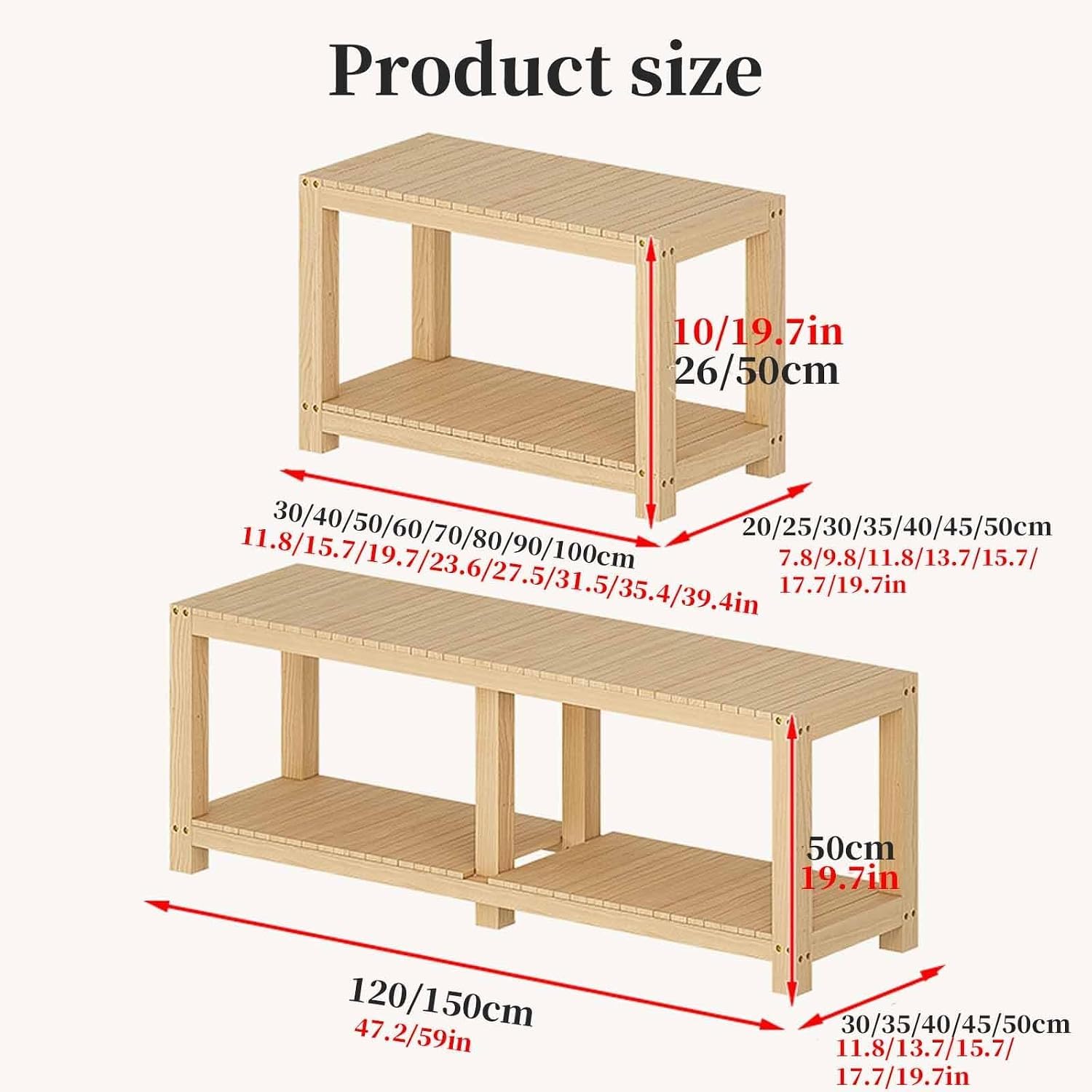 Supporto in Legno per Acquario, Supporto per Acquario a Due Livelli, Robusta Base per Vasca Pesci, Ripiano Multiuso Camera da Letto, Studio e Balcone,A,50X45X50CM(19X17X19IN)