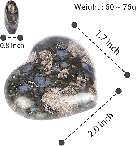 Miniatura 2 de Artistone Piedra de glaucofano de 2 pulgadas, cristales curativos de corazón, piedras de corazón pulidas de bolsillo, piedras preciosas de amor,