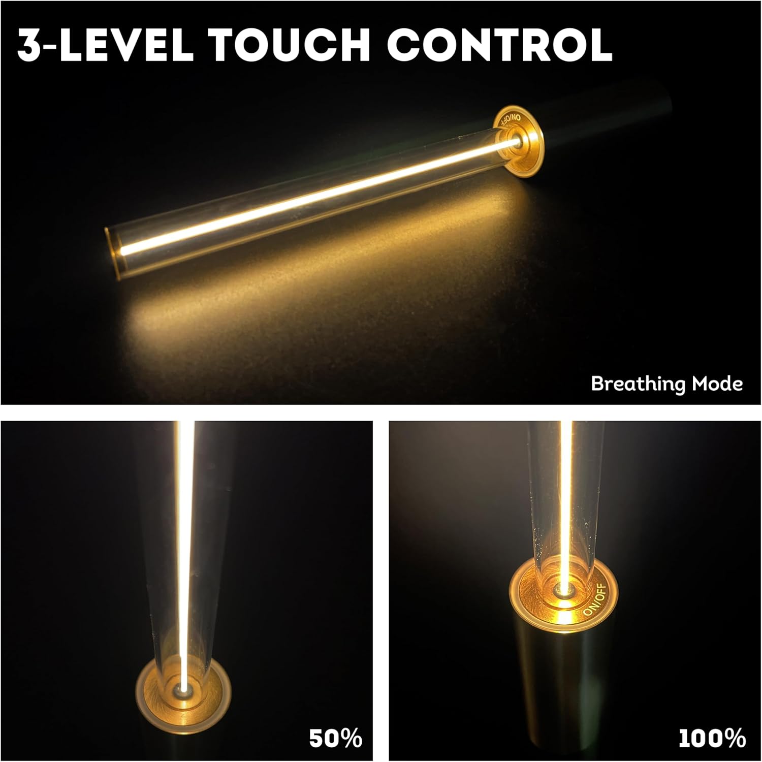 Small Portable Touch Lamp - USB Rechargeable with 28H Weekend-Long Battery for Camping, 3-Level Dimming & Breathing Mode, 2600mAh Cordless Night Light for Bedroom Nightstand,Hiking, Emergency