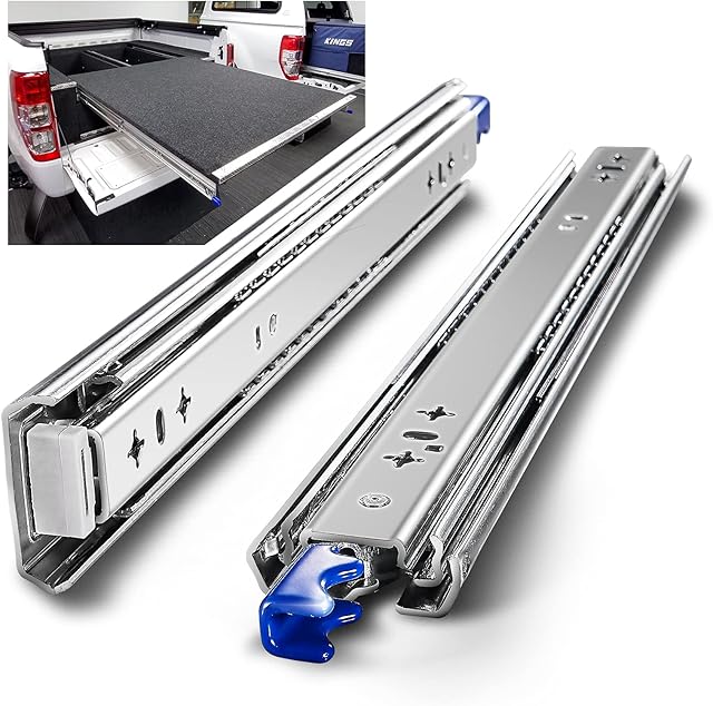 AOLISHENG Heavy Duty Drawer Runners with Lock 1000mm Full Extension Load Capacity 50KG Industrial Drawer Slides Ball Bearing Shelf Guide Rails Side Mount 1 Pair (with Lock, 40 inch 1000mm))