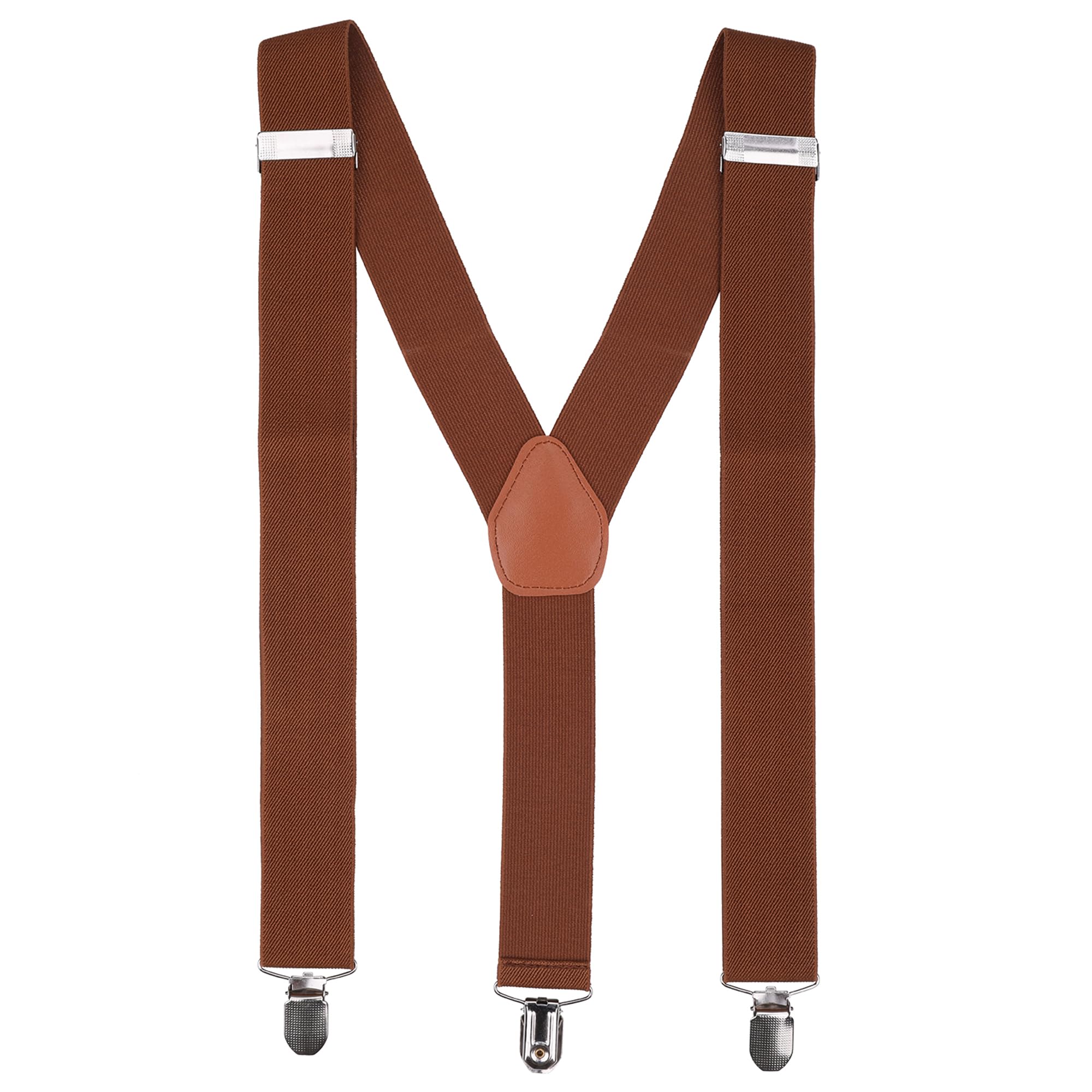Trimming Shop Unisex Brown# Men's Suspender Braces - Adjustable Elasticated Suspenders With Strong Metal Clips - Fashion Accessory For Parties, Weddings, Casual, Formal Events