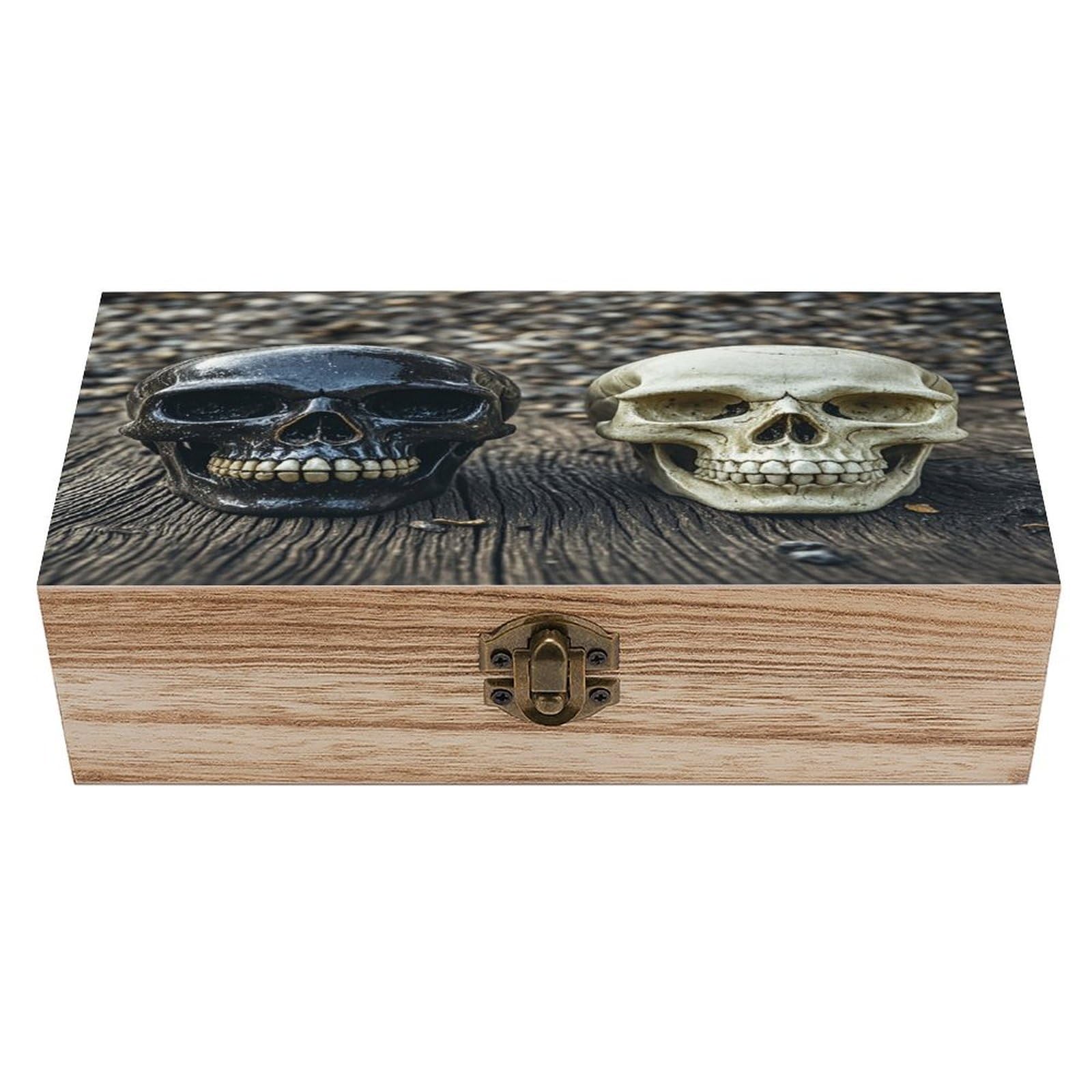 LZQPOEAS Skull on The Ground Wooden Box Storage Space to Organize Jewelry in A Beautiful Small Storage Box Decorative Card Boxes Memory Treasure Boxes for Crafts And Photo Storage