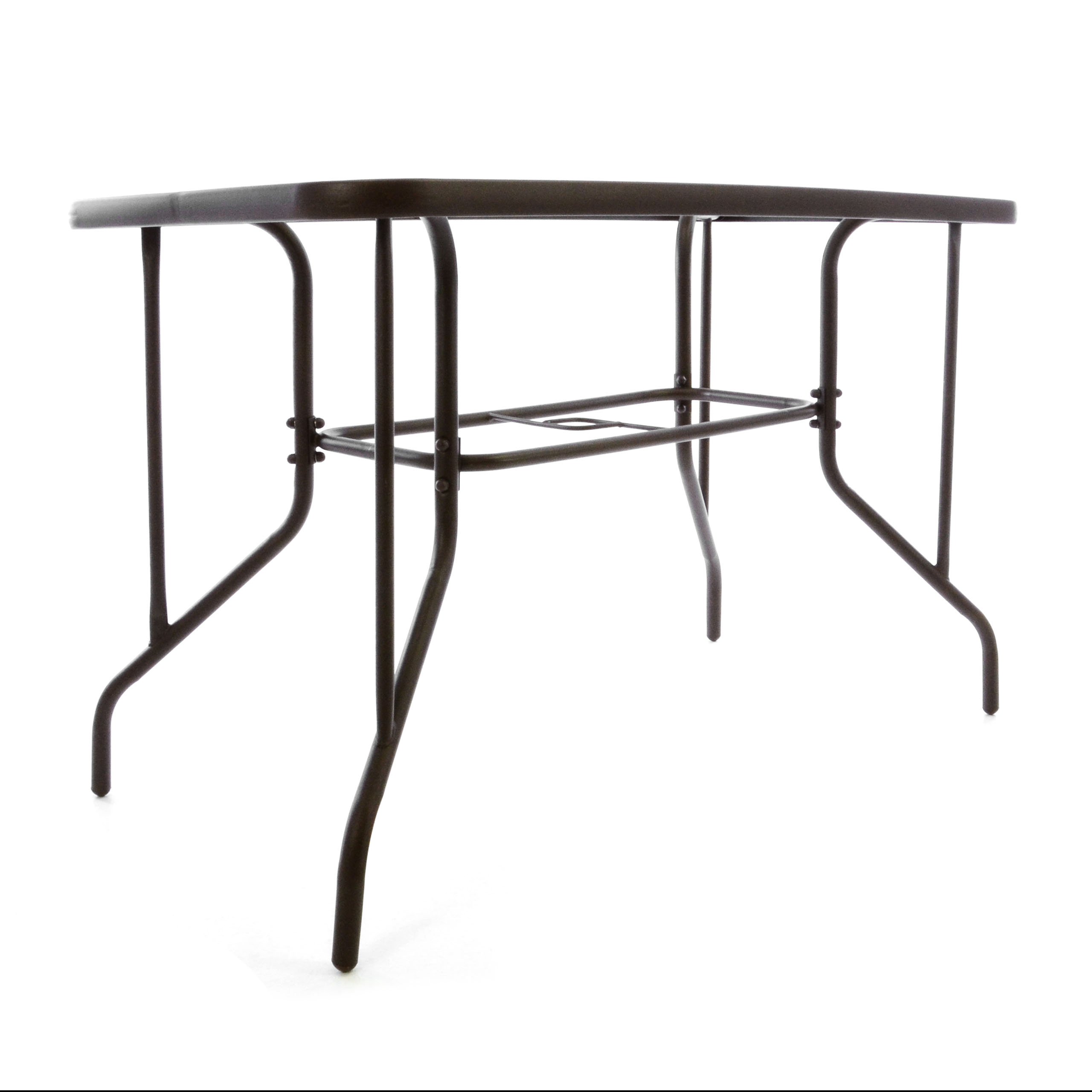 Nexos Trading 5-teiliges Gartenmöbel-Set aus 4 Bistrostühlen & 1 Esstisch – Stahl Kunststoff Glas – braun Dunkelbraun