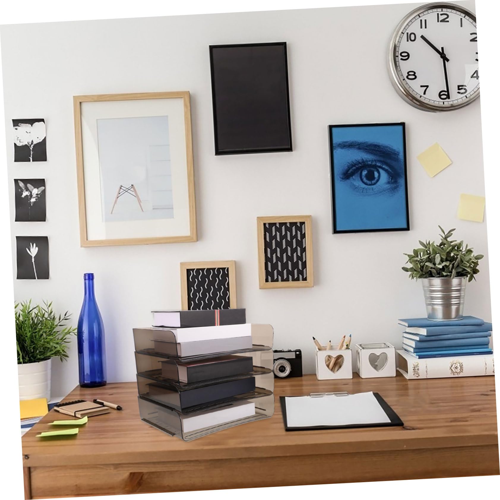 Festa Scuola Decor File Organizer da Scrivania in Acrilico | Multi Layer Storage, Formato A4, Coffee, per Studenti e Insegnanti, Stackable Design, Salvaspazio