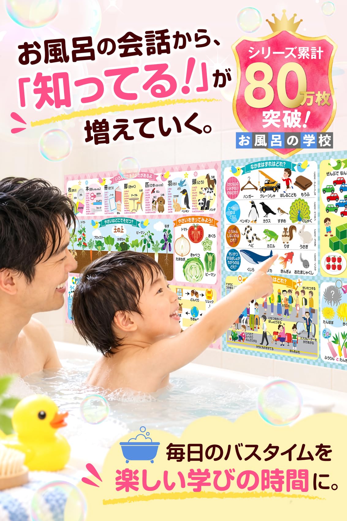 Amazon.co.jp: お風呂の学校 小学校 受験 知育 お風呂ポスター 学習