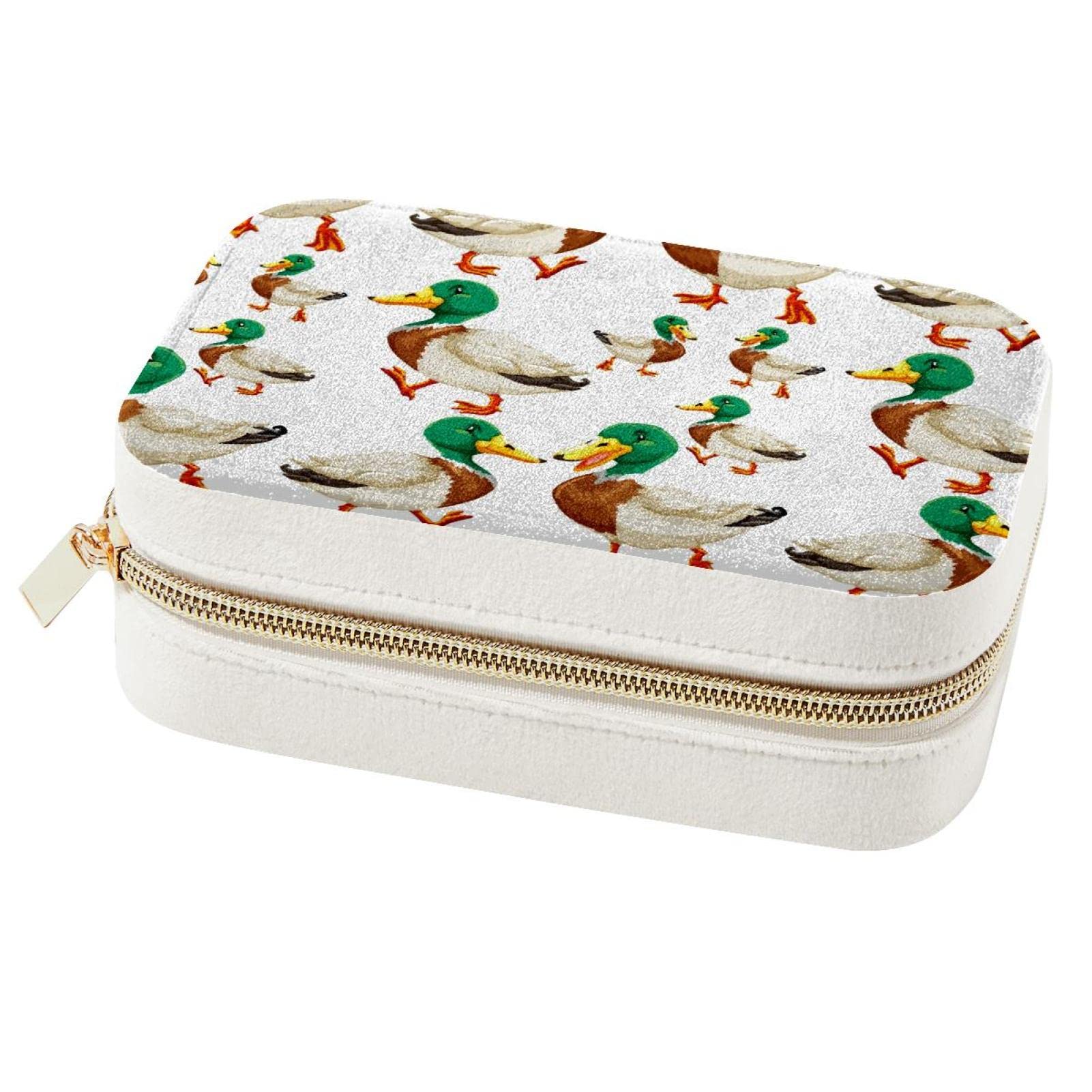 Boîte à bijoux de voyage canards colverts, mini coffret nomade pour fille