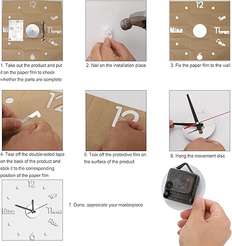 Miniatura 5 de JUPSK Reloj de pared de 15 pulgadas para decoración de sala de estar, sin marco, reloj de pared grande para dormitorio, sala de estar, cocina,