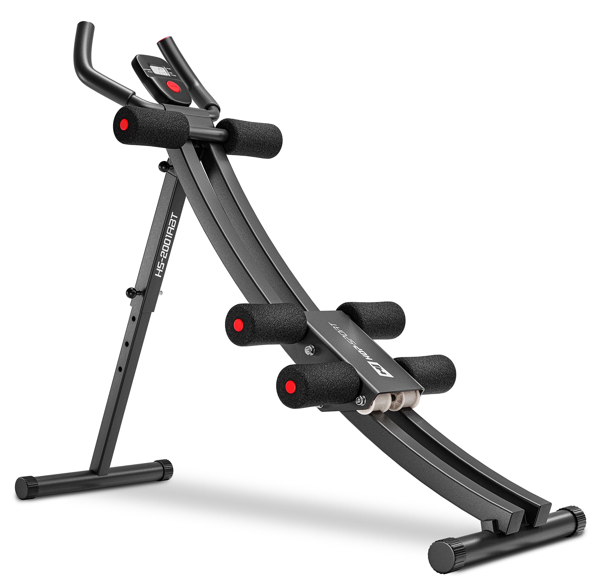 Hop-Sport HS-2001ABT Back and Abdominal Muscle Trainer – Foldable Home Training Equipment with Knee Support and LCD Computer – Efficient Core Training and Muscle Building for a Stronger Body