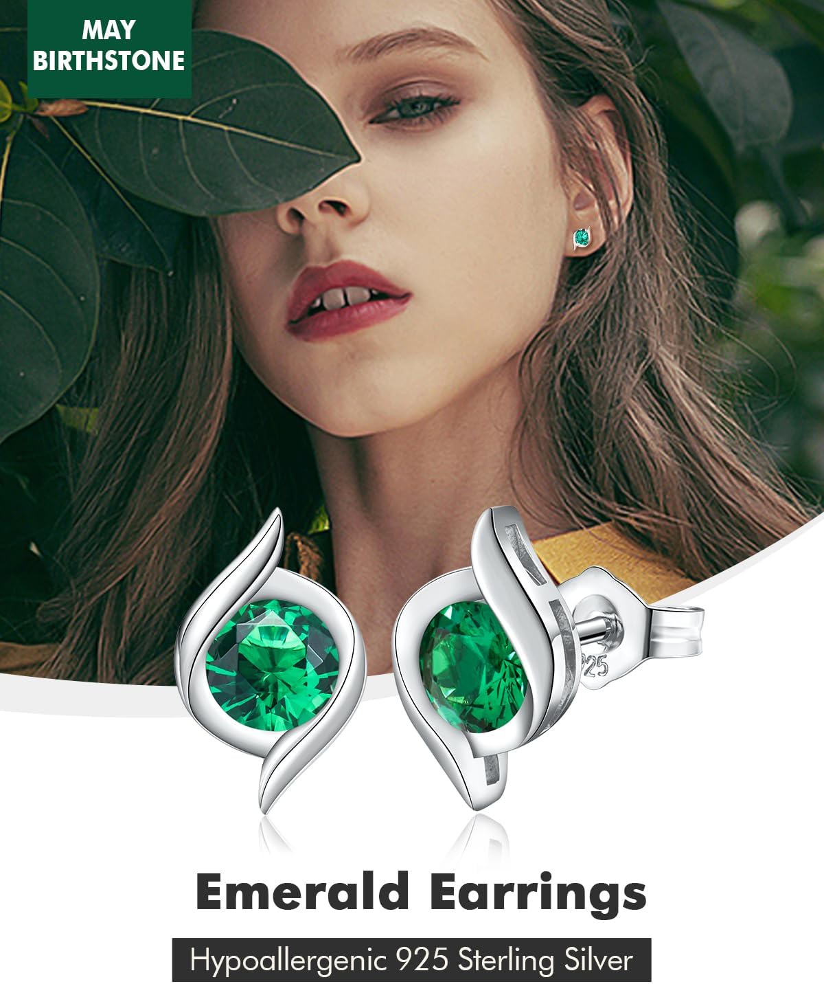 DAYBYDAY Dainty Heart Earrings for Women Hypoallergenic 925 Sterling Silver Moissanite/Ruby/Sapphire/Emerald/Aquamarine Heart Stud Earrings - Image 2