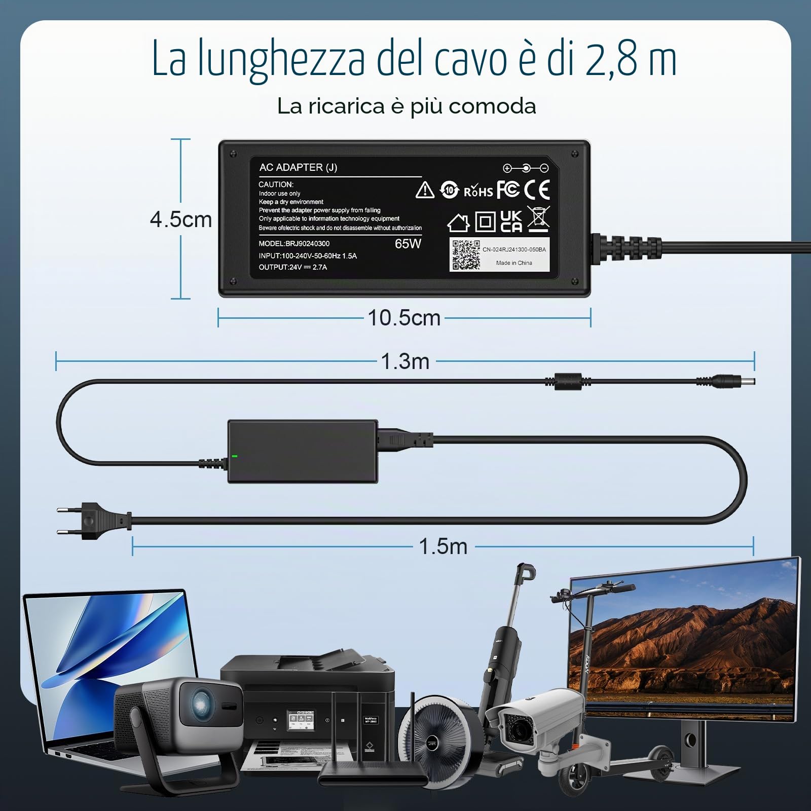 shefor Alimentatore Caricabatterie 24V Compatibile con Logitech Racing Wheel G920 G923 G940 G25 G27 G29 GT Microsoft Wireless Xbox 360 E-X5C19 EX5C19 841-000038 PS3 G25 190211-0010 Adattatore