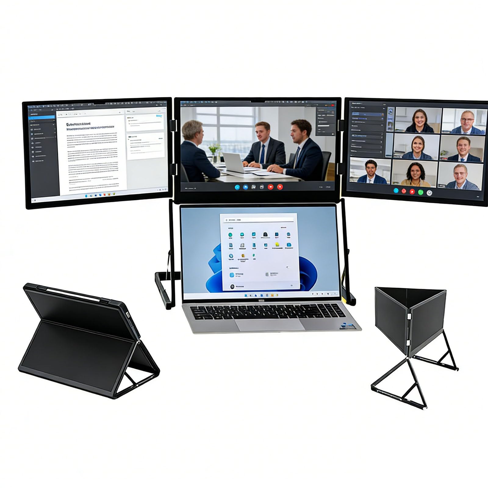 Pro Max 15.6 inch Triple Screen, 1080P Foldable Laptop Monitor, Full HD Screen Extension with 360° Rotation and Adjustable Viewing Angles.-picture-25