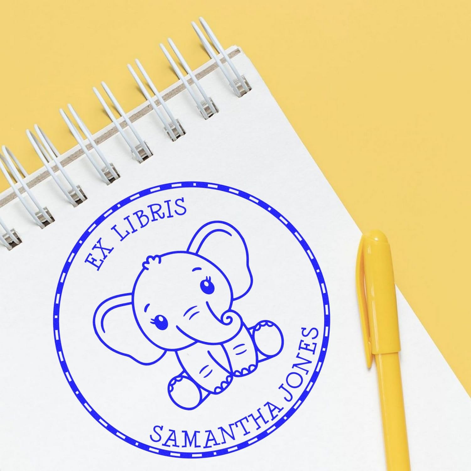 Customized Self-Inking Baby Elephant Stamp, Personalized 'Belongs to' Stamper for Kindergarten Teachers, Custom Made Book Ownership Label Stamper, 1-5/8 Round Stamp - Ideal for Library Books