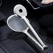 Food Tongs - High-Quality Stainless Steel for Easy Straining, Frying, and Serving Juices and Noodles, 4.7-inch Multifunctional Colander