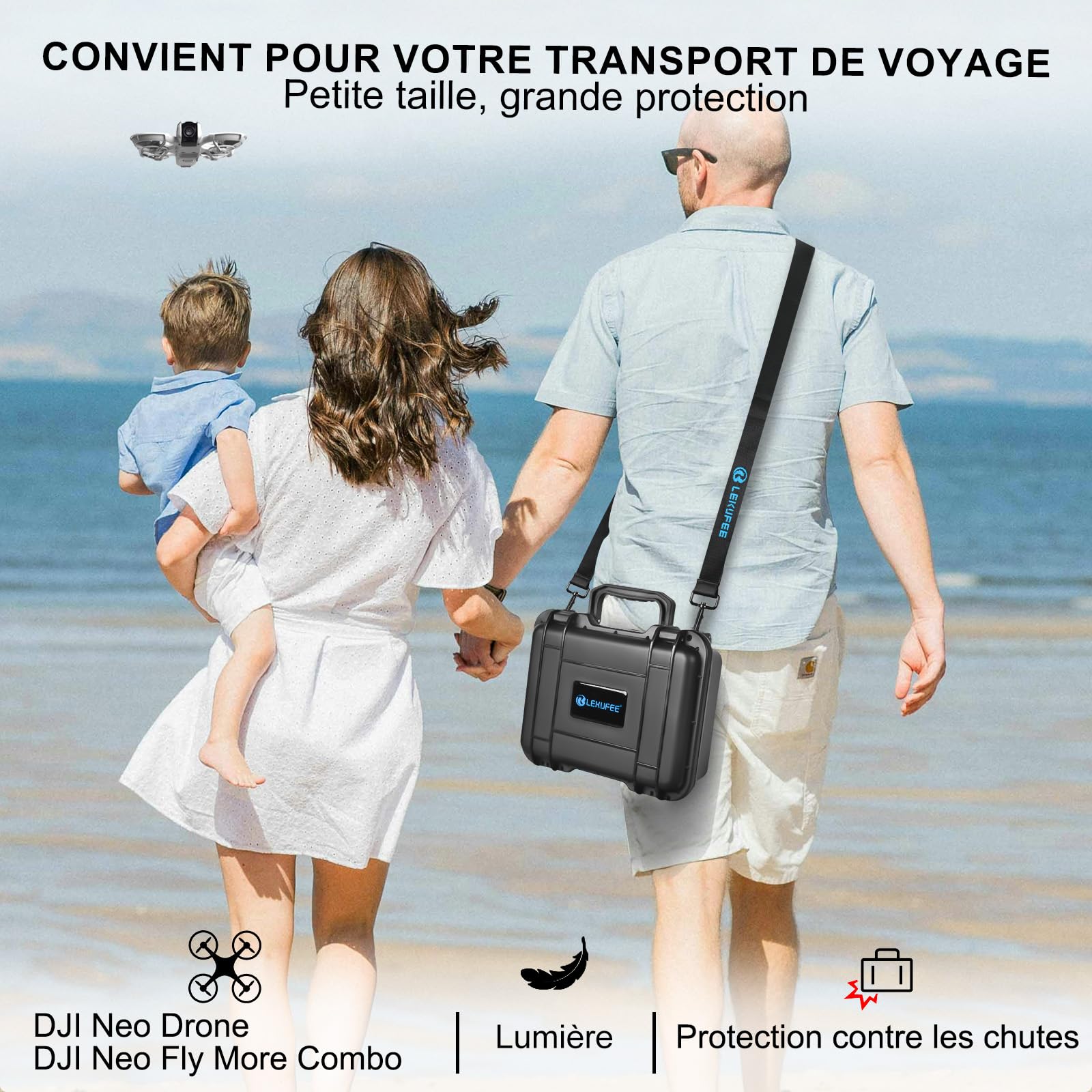 LEKUFEE Boîte Rigide étanche et Portable pour Drone DJI Neo 1, Bundle Fly More DJI Neo 1, télécommandes RC-N3, RC-N2 et Accessoires (étui Seulement)