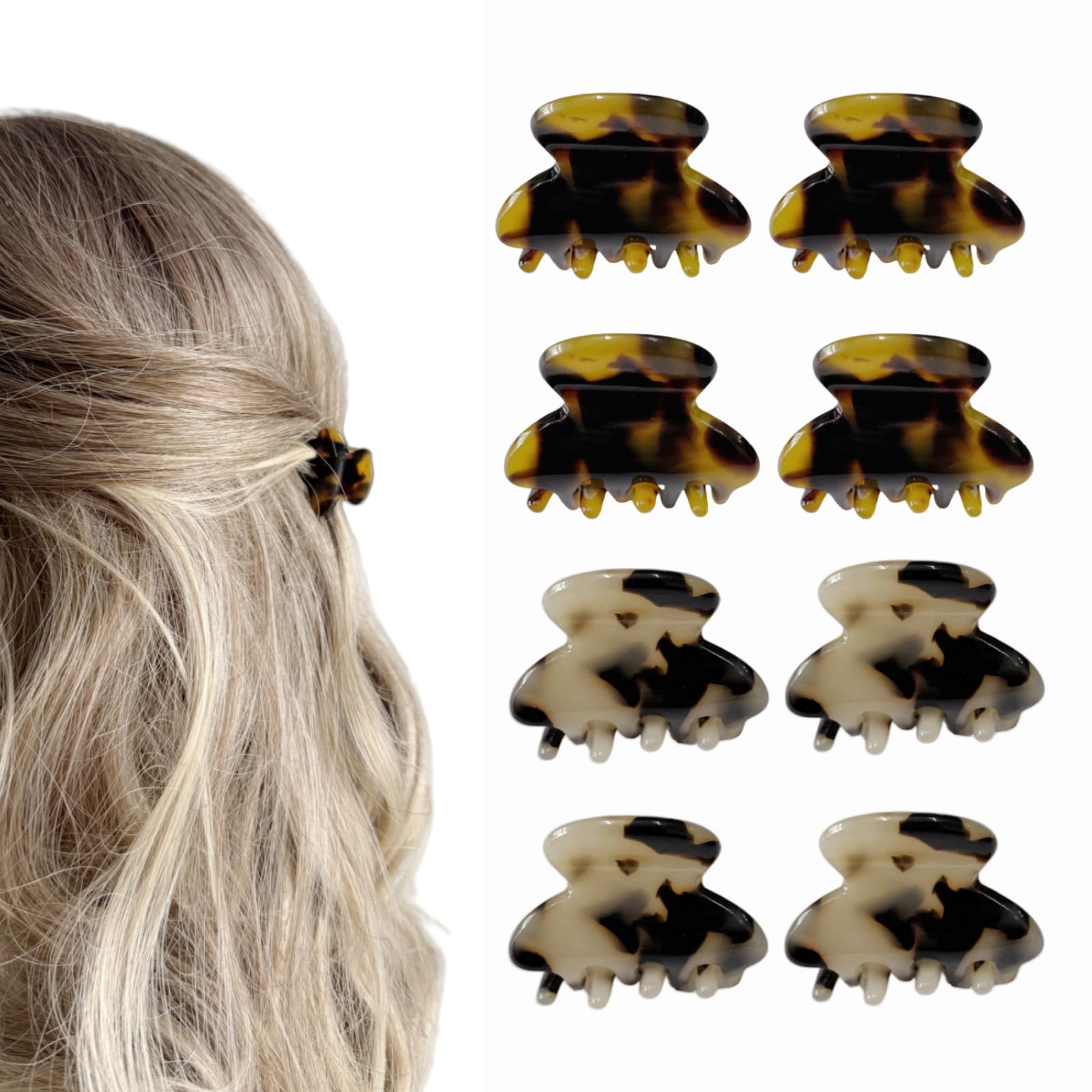 Small Shell Hair Clips Snapklik.com : 8 Pieces Small Hair Claw Clips, Tortoise Shell Mini Claw ...