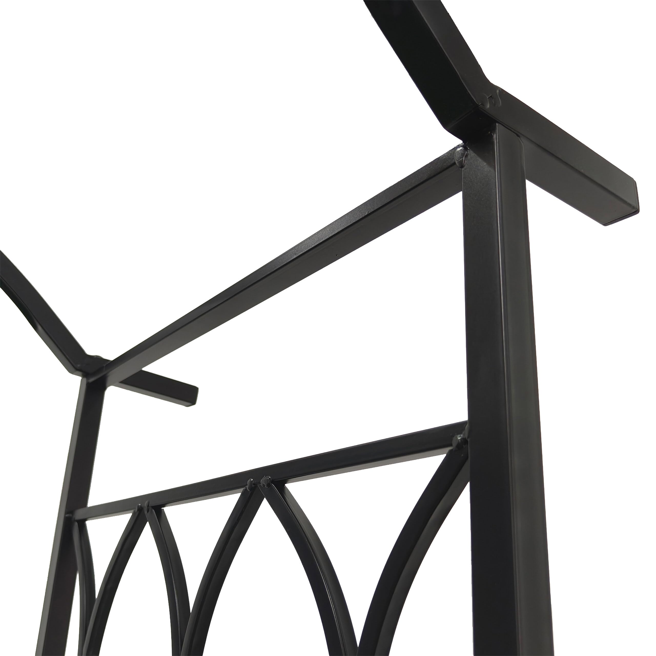 Relaxdays Arco de Rosas con Banco, Arco de jardín, Altura de 210 x 134 x 48 cm, Arco para Plantas trepadoras, Metal, Negro