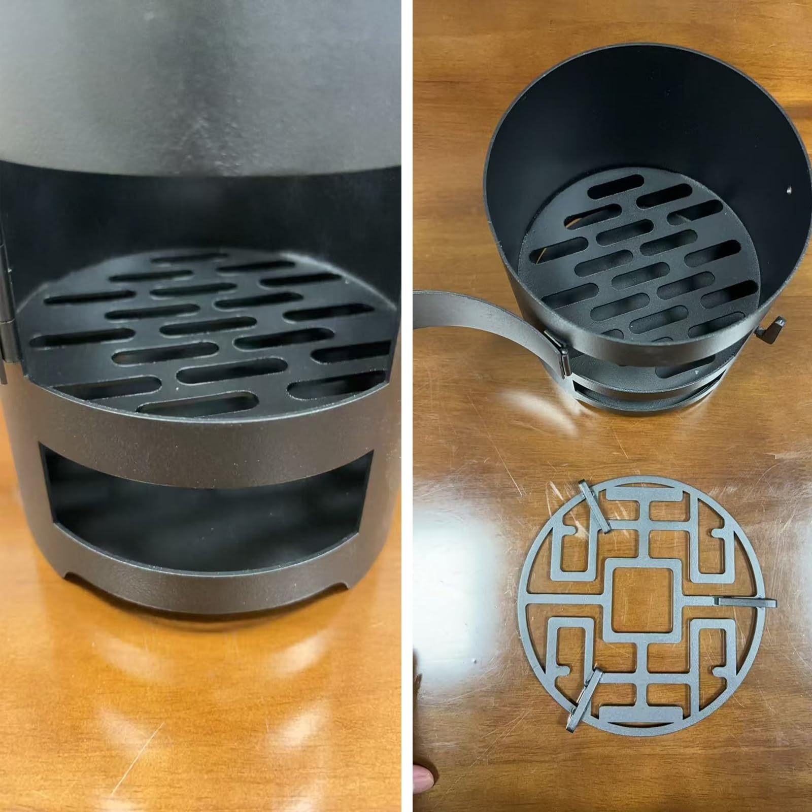 Poêle à Bois 16 Cm Poele a Bois en Fonte, avec Grilles, pour Chauffer et Cuisiner, Idéal pour la Cuisine en Plein Air, la Randonnée et Les Pique Niques