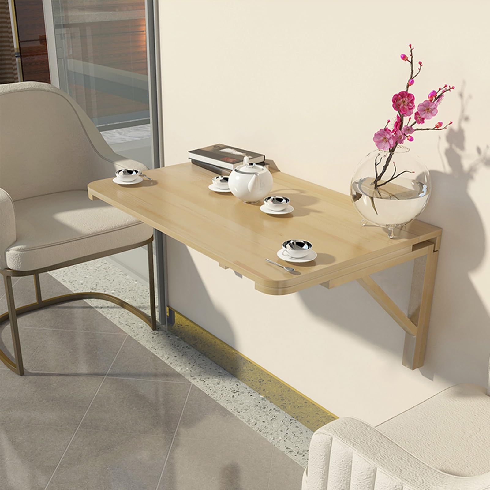 Table Pliante Murale à Abattant en Bois Noble Haute Densité
